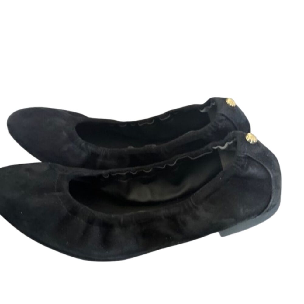 NWOB Stuart Weitzman Gabby Scrunch Black Suede Leather Flats Size US 6B